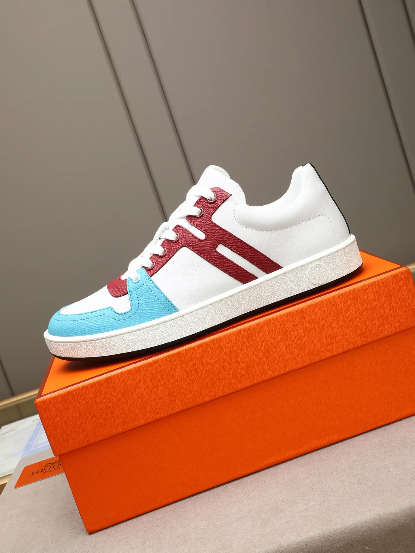 Men's shoes 💰720 [HERMES] Hermès - High-end quality original 🔍🔍🔍 casual sneakers - Upper: 🔝 Napa calfskin, shoe body sewn with brand 'H' totem - Lining: water-dyed cowhide - Outsole: original TPR. :38-44 (45, can be customized)